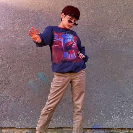 Ceci Balagot wearing Sweatshirt designe by his little brother.